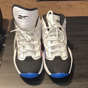 Reebok Men's White, Black, and Blue Sneakers